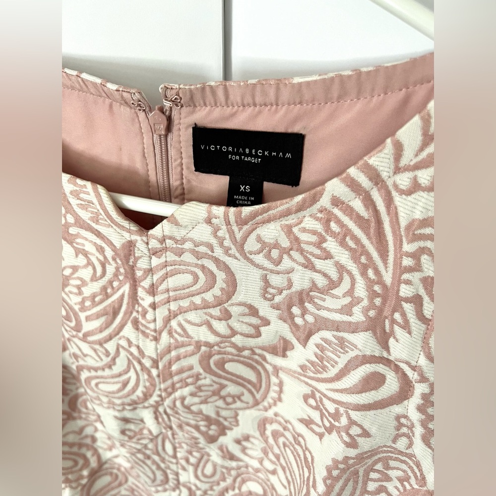 Victoria Beckham for Target Blush Paisley Floral Jacquard Shift Dress XS - Picture 7 of 8